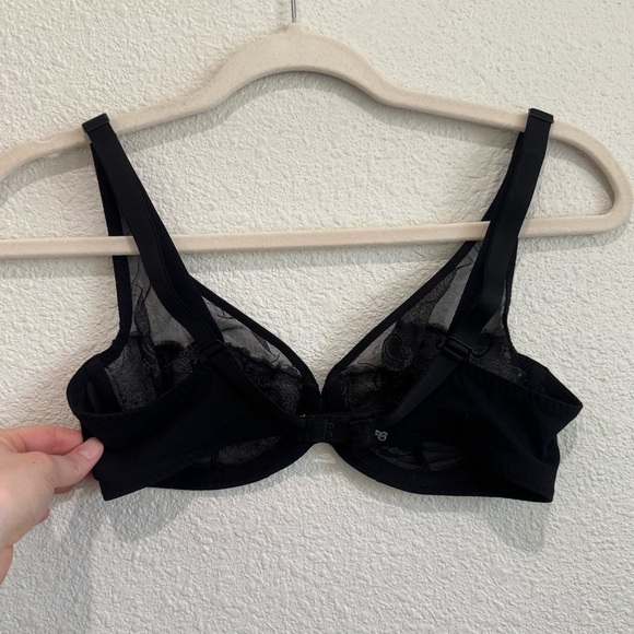 Simone Perele Womens Delice Sheer Plunge Bra in Gem Black Dainty Floral Boho - Picture 10 of 10